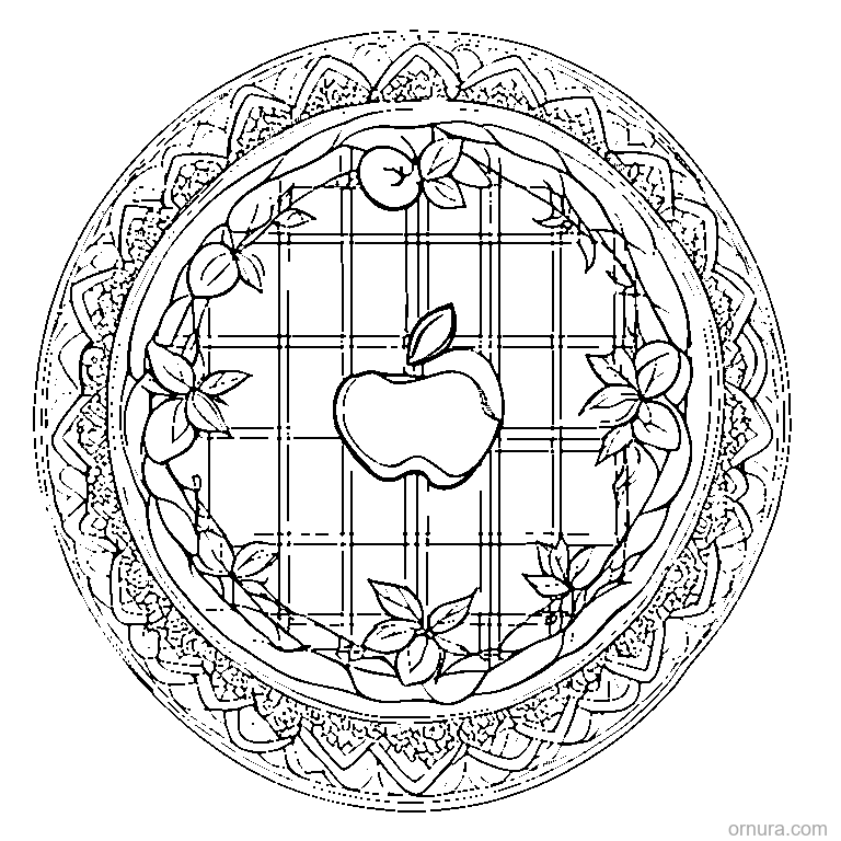 apple pie with lattice crust coloring page - free printable black and white line art for kids and adults