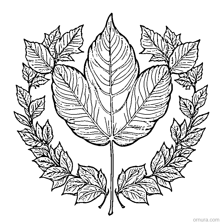 autumn leaf with curled edges printable coloring page - free printable black and white line art for kids and adults