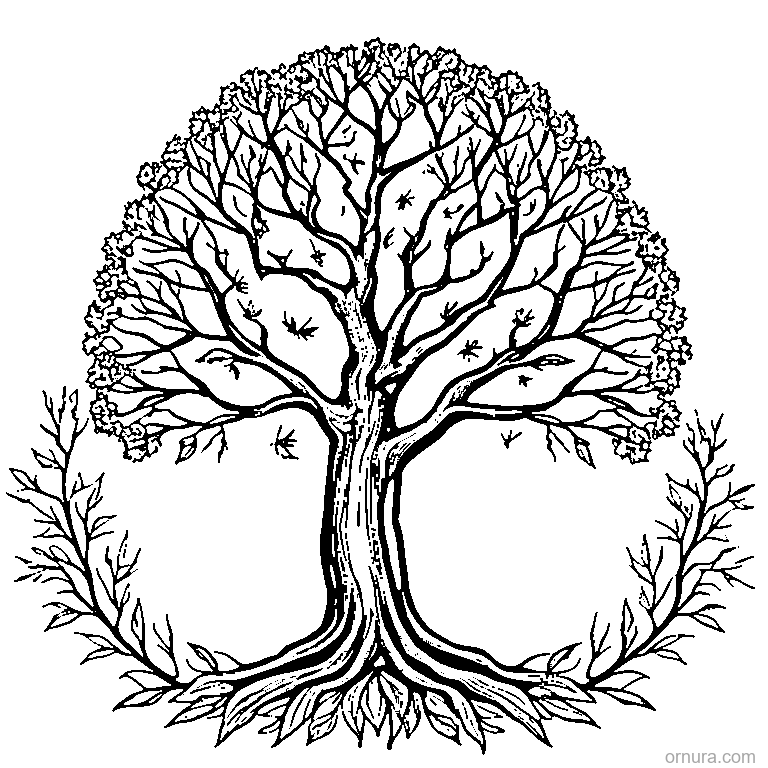 Bare Tree With Falling Leaves coloring page