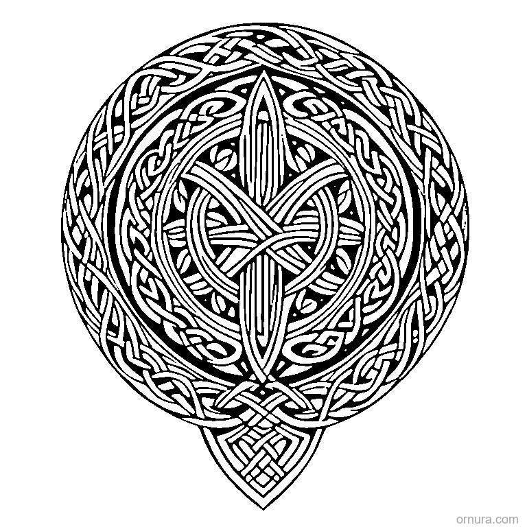 celtic knot pattern coloring page - free printable black and white line art for kids and adults