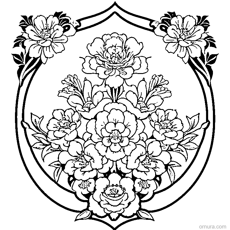 chinoiserie pattern asian flor template coloring page - free printable black and white line art for kids and adults
