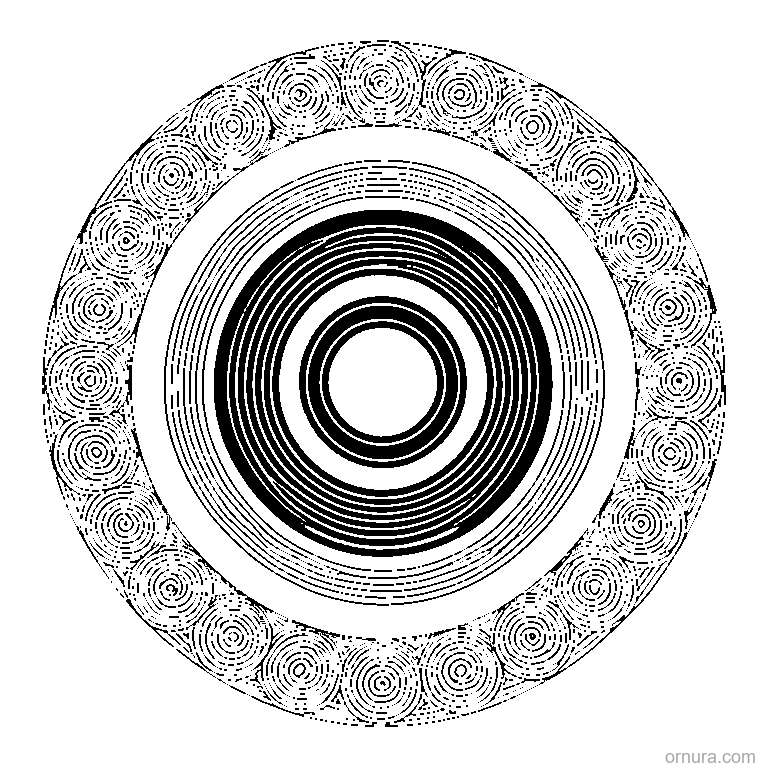 circle pattern overlapping template coloring page - free printable black and white line art for kids and adults