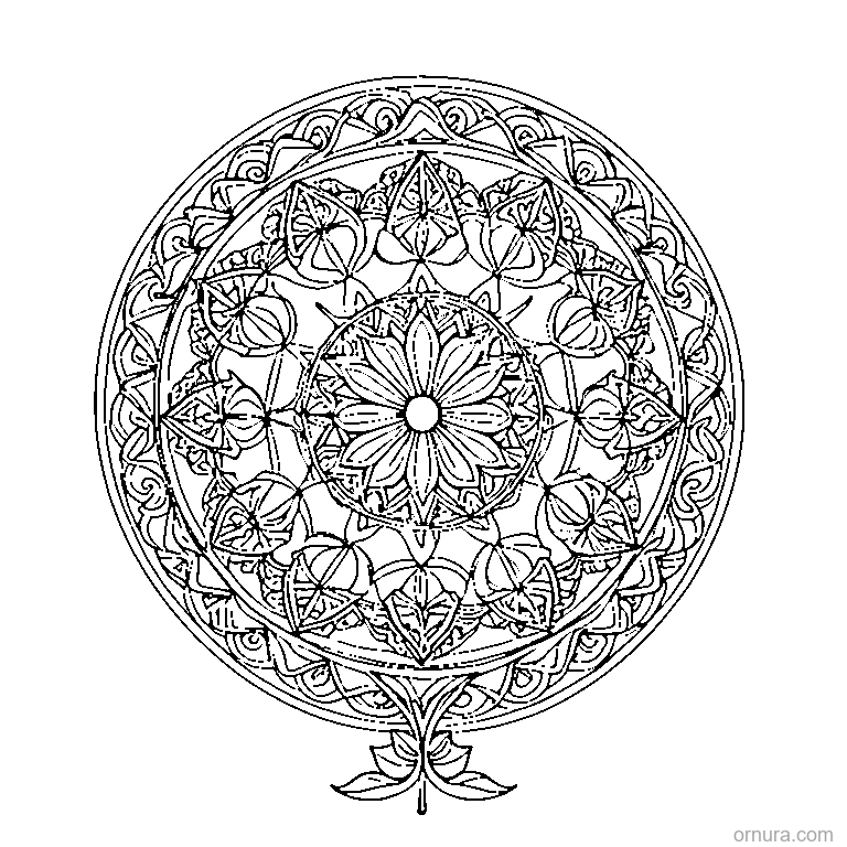 circular leaf mandala pattern coloring page coloring page - free printable black and white line art for kids and adults
