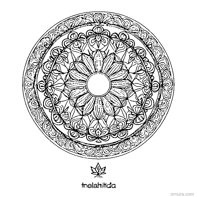 circular leaf mandala pattern printable coloring page - free printable black and white line art for kids and adults