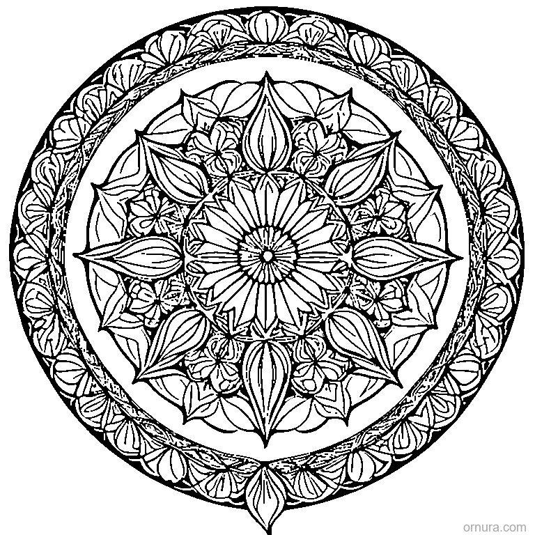 Circular Leaf Mandala Pattern coloring page