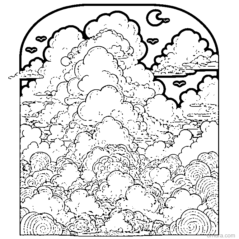 cloud pattern simple coloring page coloring page - free printable black and white line art for kids and adults