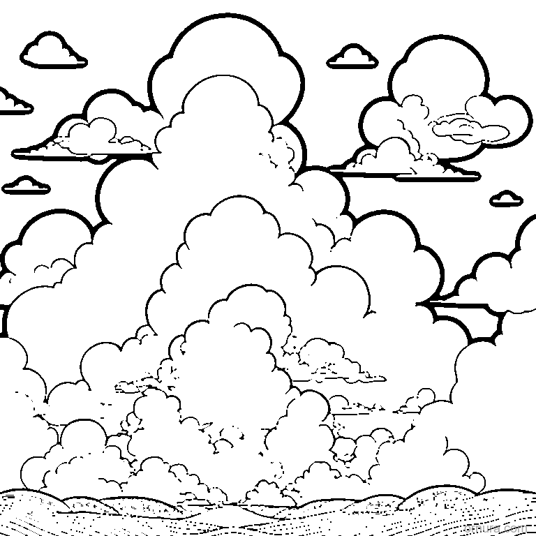 cloud pattern simple design coloring page - free printable black and white line art for kids and adults