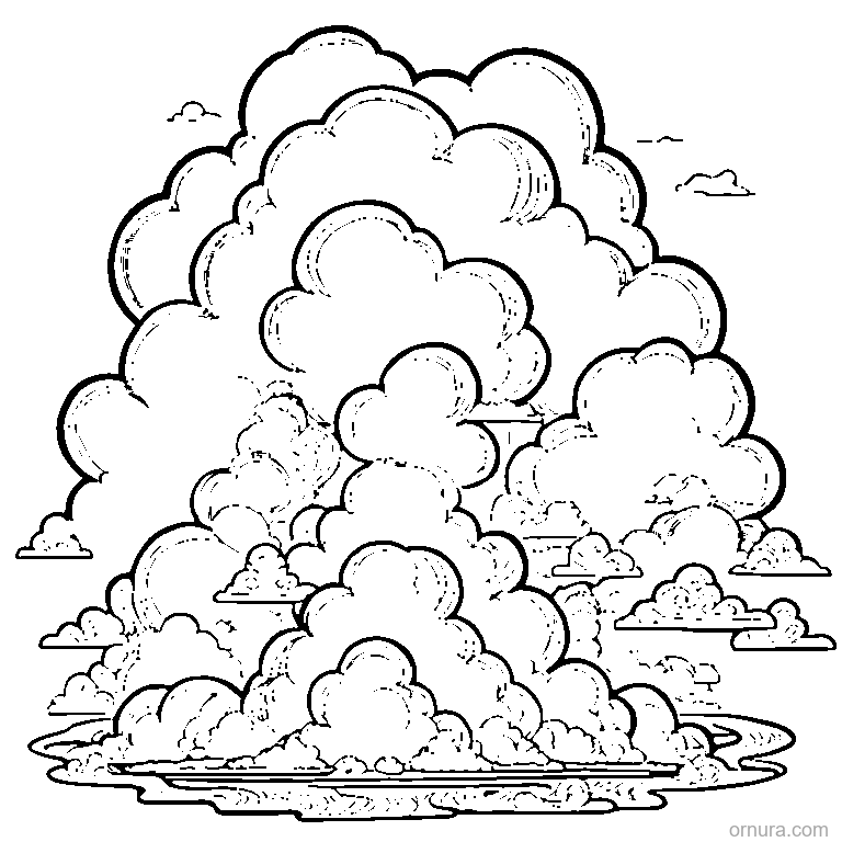 cloud pattern simple printable coloring page - free printable black and white line art for kids and adults