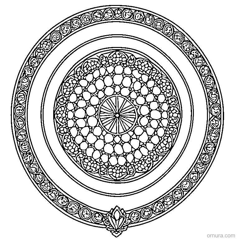 cobblestone pattern round printable coloring page - free printable black and white line art for kids and adults