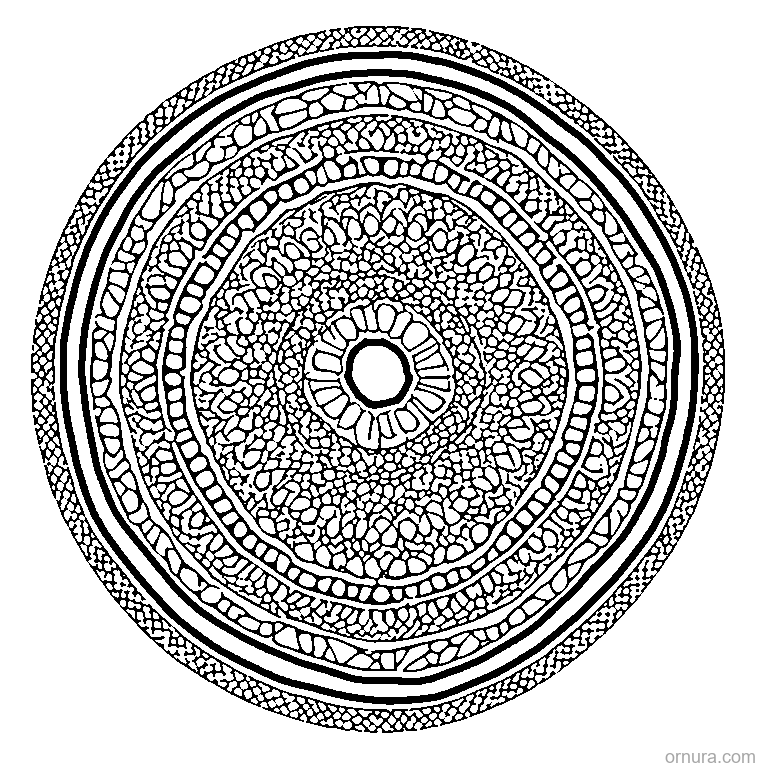 cobblestone pattern round template coloring page - free printable black and white line art for kids and adults