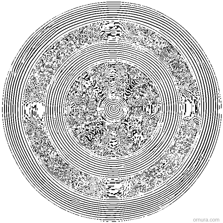 concentric circles pattern template coloring page - free printable black and white line art for kids and adults