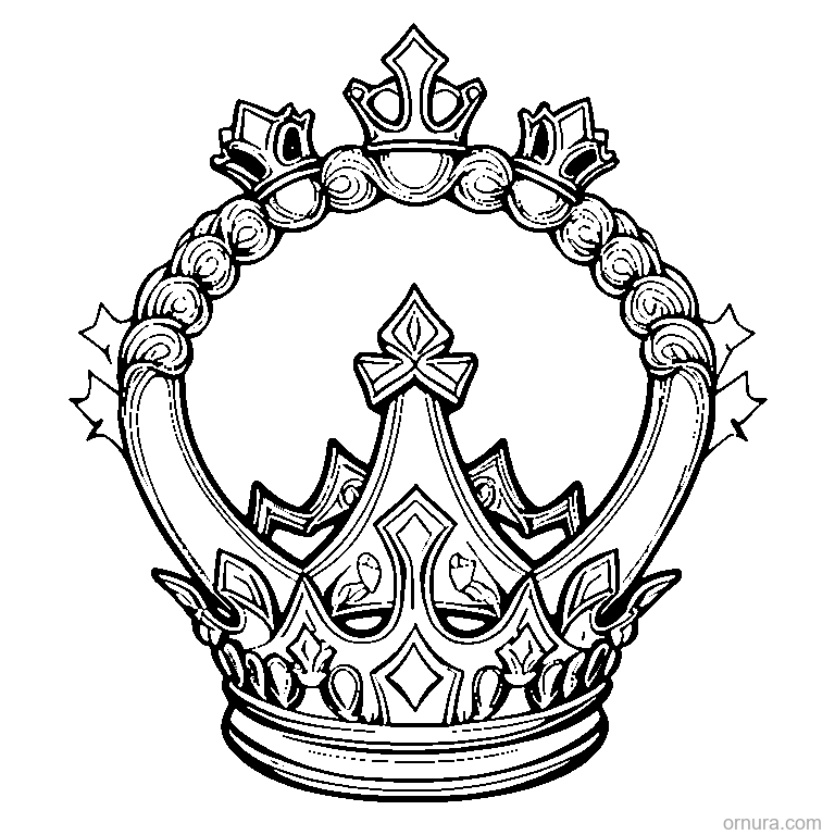 crown pattern simple coloring page coloring page - free printable black and white line art for kids and adults