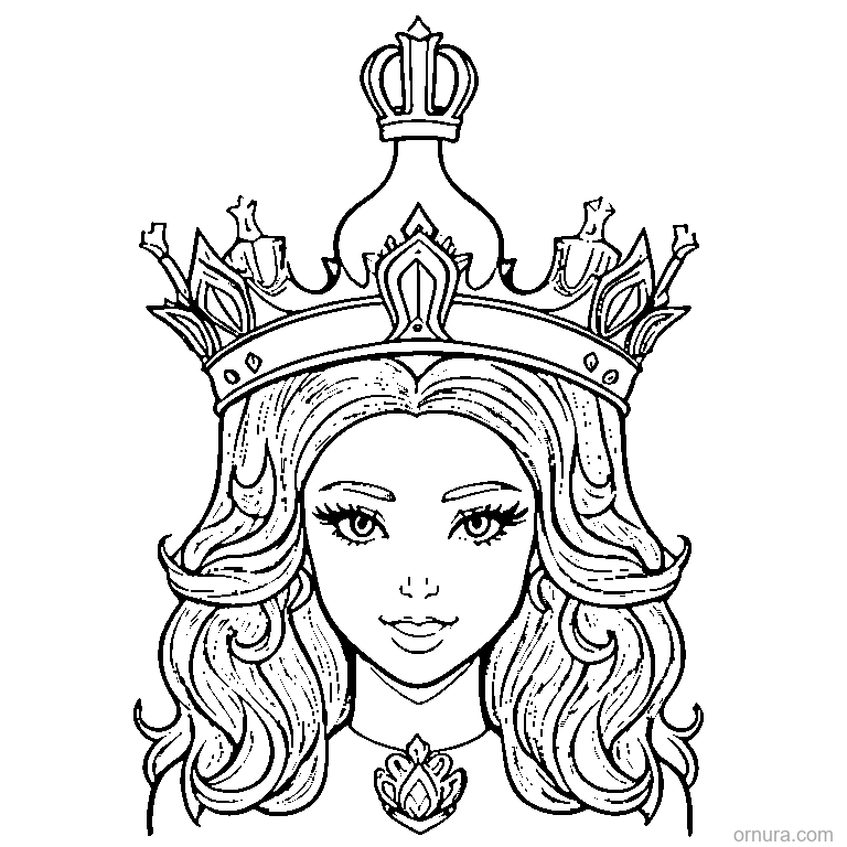crown pattern simple design coloring page - free printable black and white line art for kids and adults