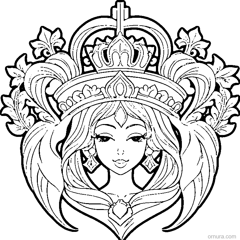 crown pattern simple printable coloring page - free printable black and white line art for kids and adults
