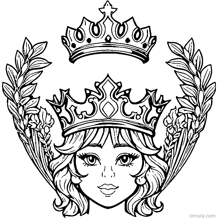 crown pattern simple template coloring page - free printable black and white line art for kids and adults