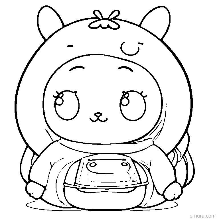cute trick-or-treater with candy basket coloring page - free printable black and white line art for kids and adults