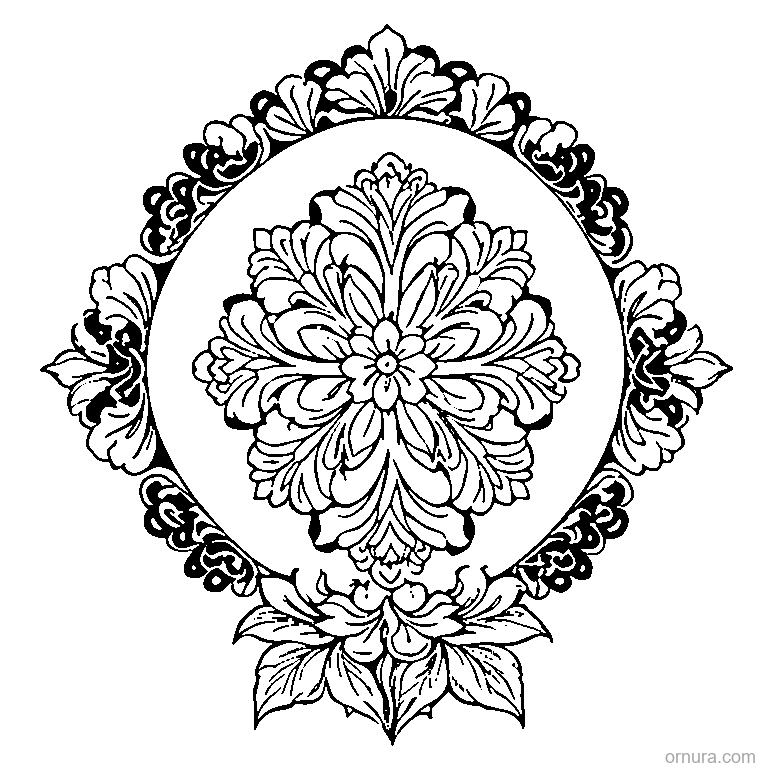 damask pattern floral coloring page coloring page - free printable black and white line art for kids and adults