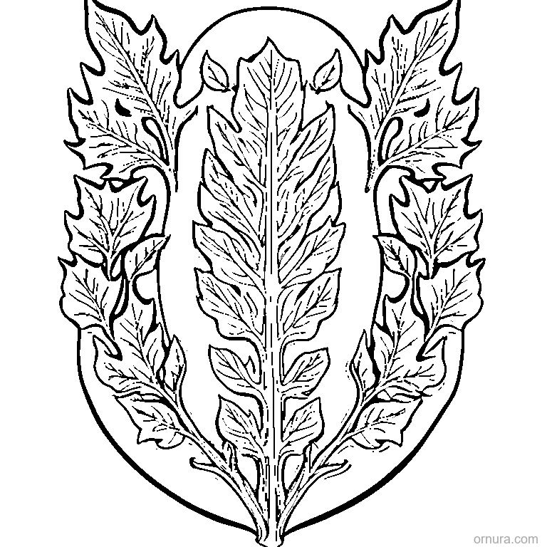 detailed oak leaf with lobes template coloring page - free printable black and white line art for kids and adults