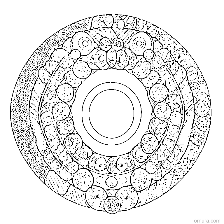 donut ring mandala pattern coloring page - free printable black and white line art for kids and adults