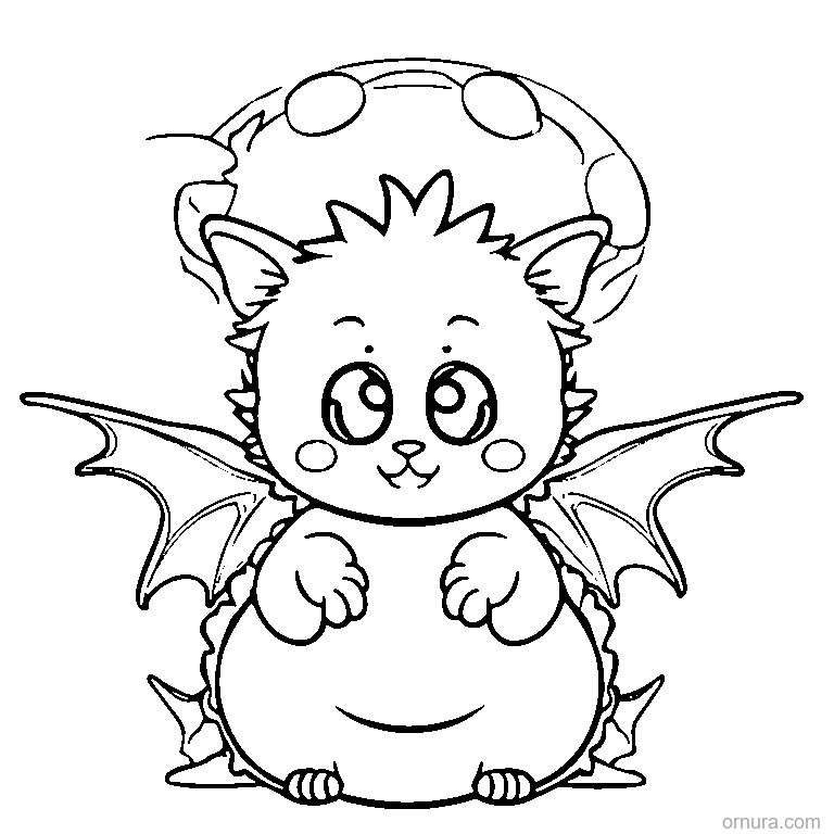 easy baby dragon coloring page - free printable black and white line art for kids and adults