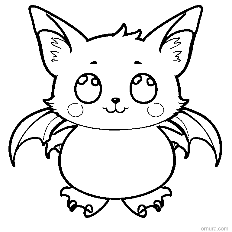 easy halloween bat coloring page - free printable black and white line art for kids and adults