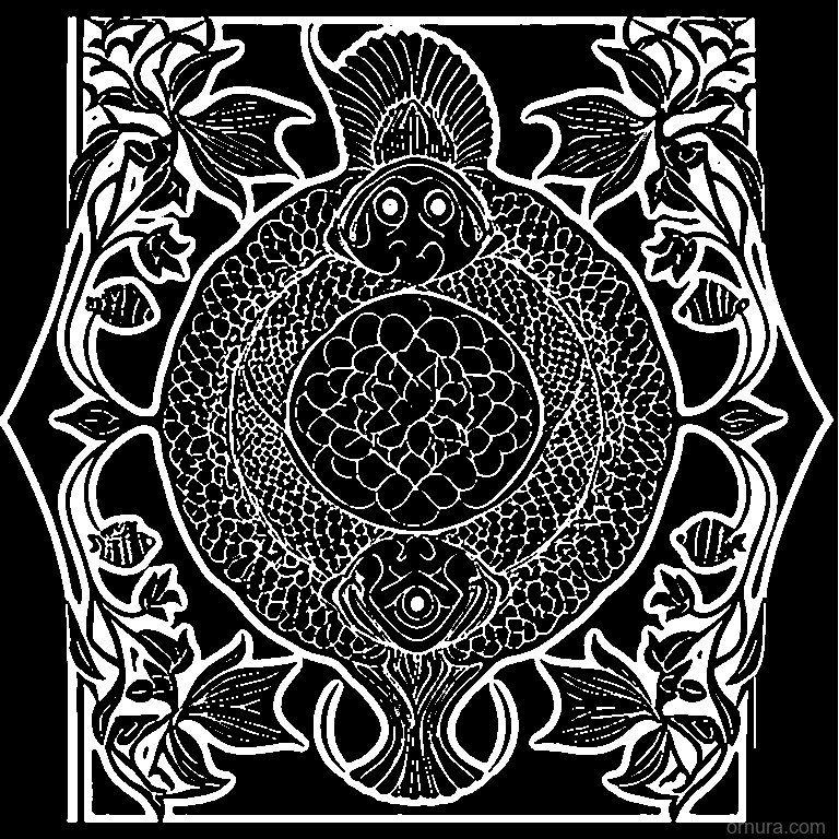 fish scale pattern overlapping template coloring page - free printable black and white line art for kids and adults
