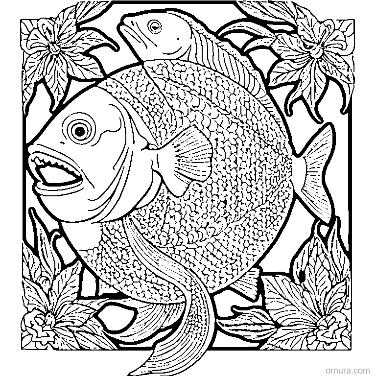 fish scale pattern overlapping coloring page - free printable black and white line art for kids and adults
