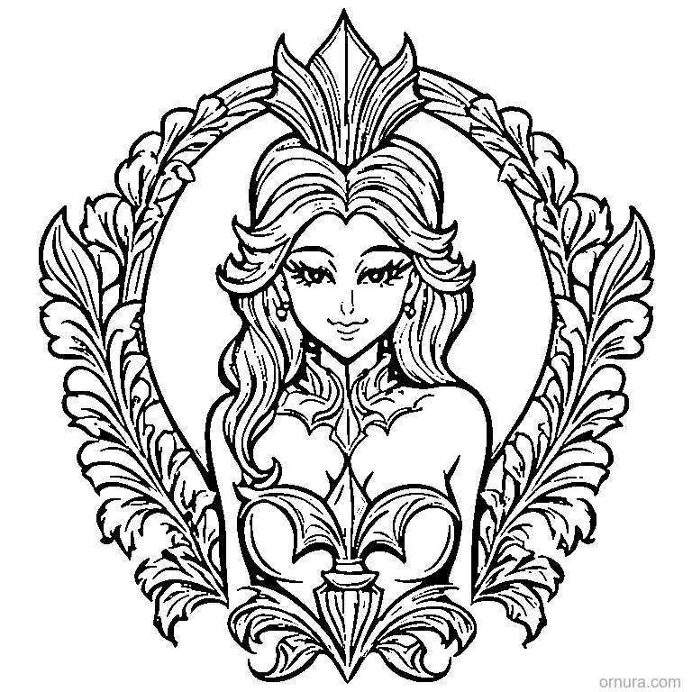 fleur de lis pattern coloring page coloring page - free printable black and white line art for kids and adults