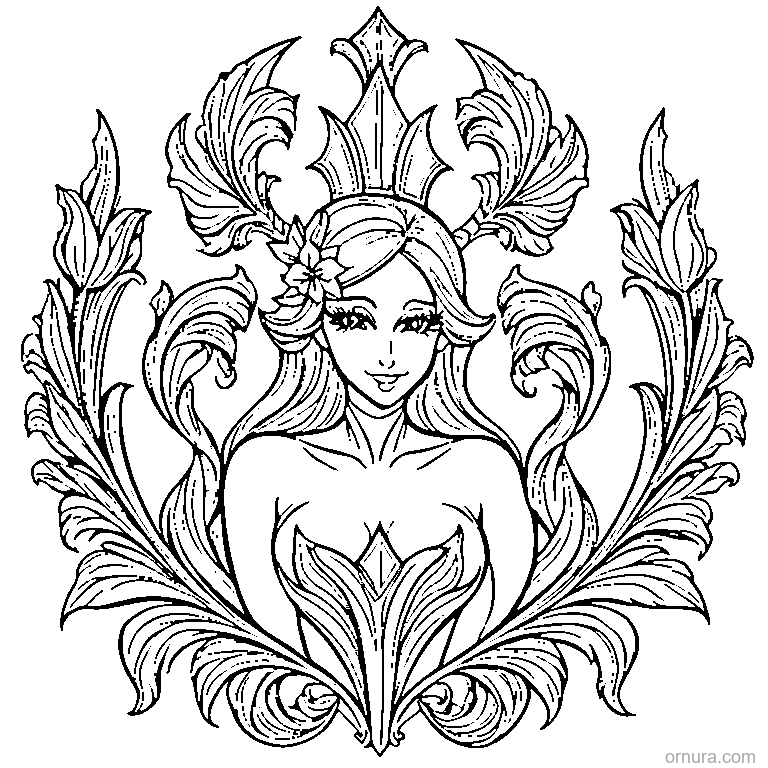 fleur de lis pattern design coloring page - free printable black and white line art for kids and adults