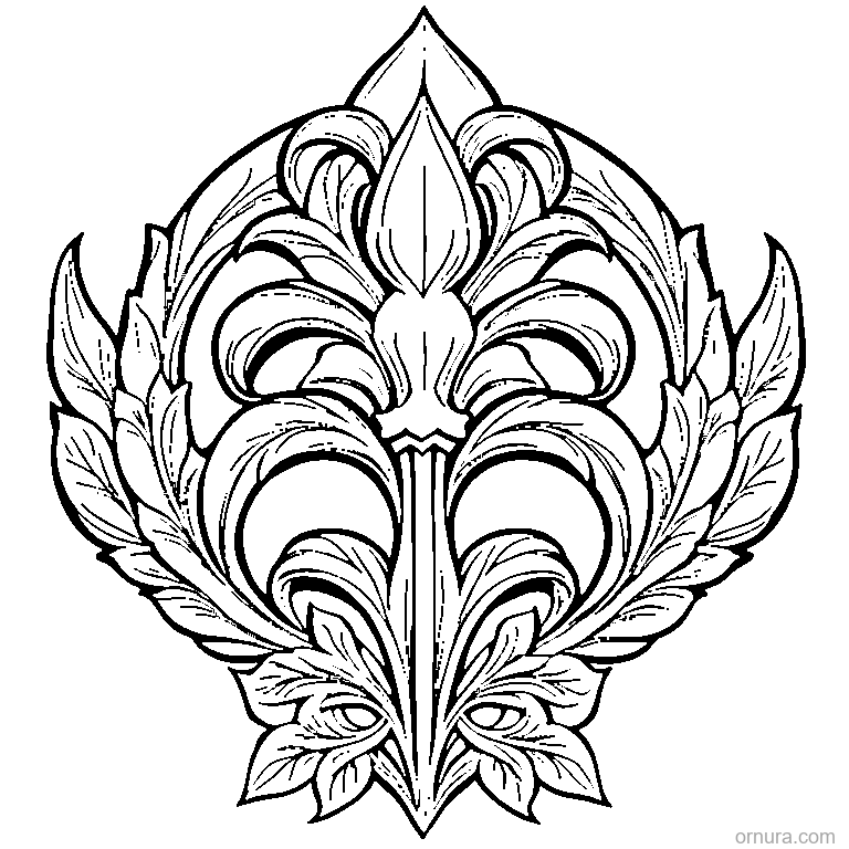 fleur de lis pattern coloring page - free printable black and white line art for kids and adults