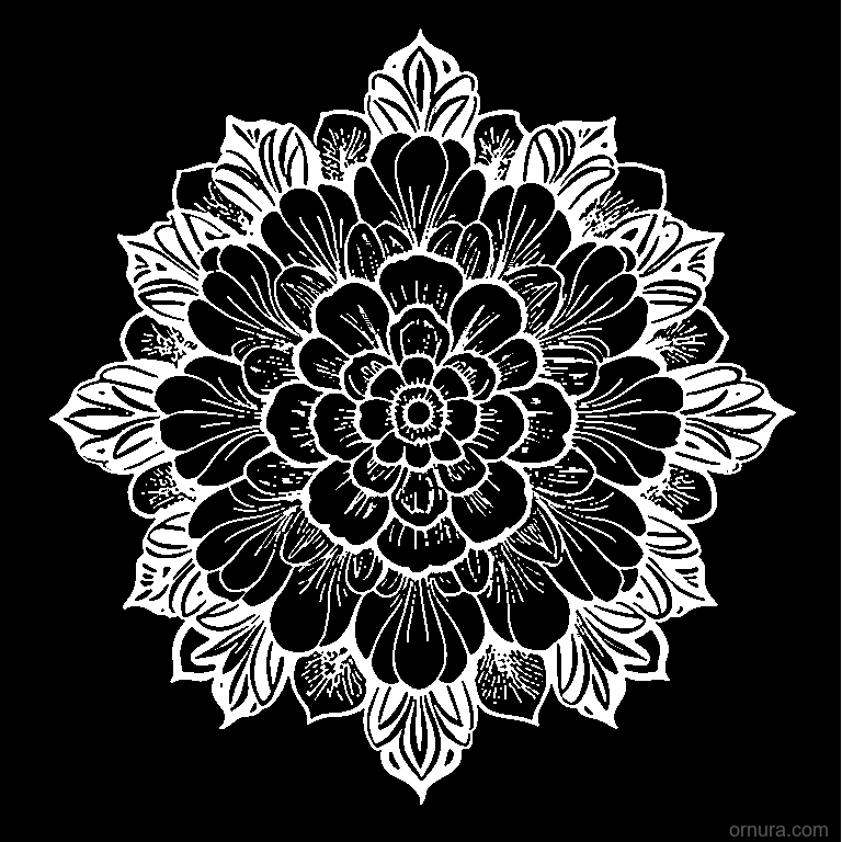 flower pattern repeated template coloring page - free printable black and white line art for kids and adults