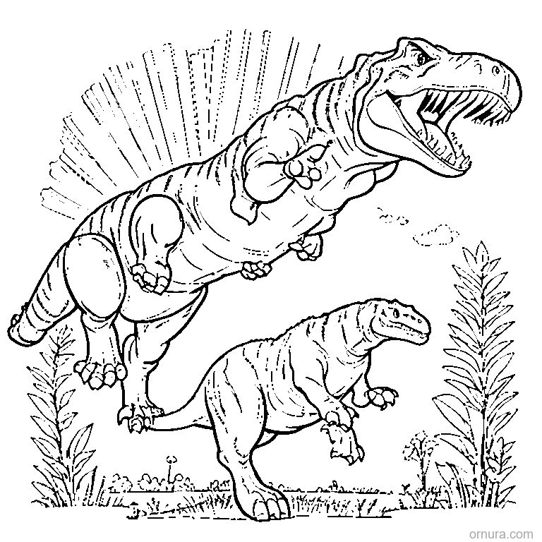 friendly t-rex waving coloring page - free printable black and white line art for kids and adults