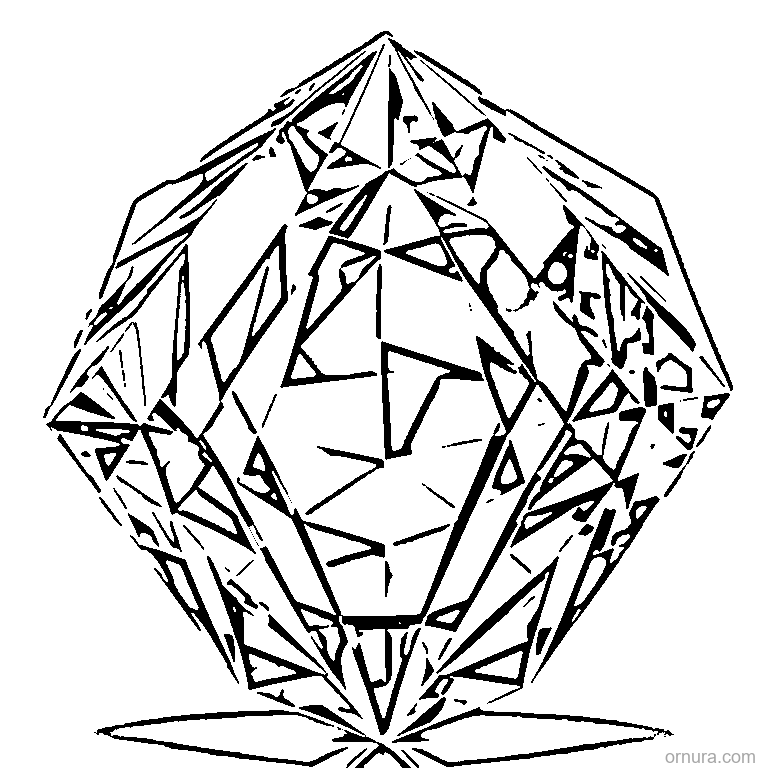gem pattern faceted diamond coloring page coloring page - free printable black and white line art for kids and adults