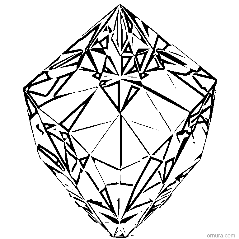 gem pattern faceted diamond printable coloring page - free printable black and white line art for kids and adults