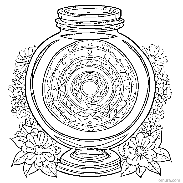 gratitude jar full of notes coloring page - free printable black and white line art for kids and adults