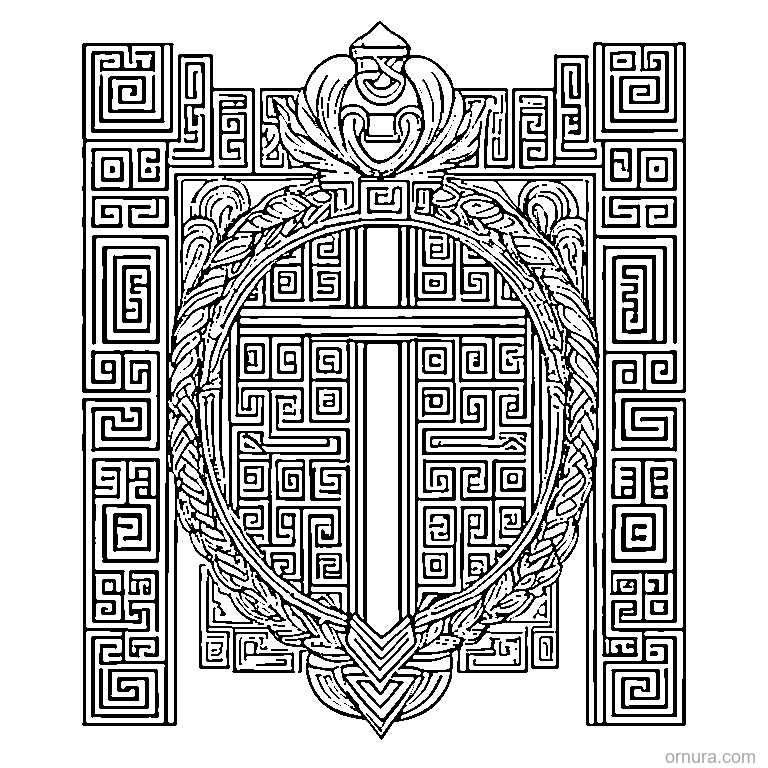 greek key pattern border coloring page coloring page - free printable black and white line art for kids and adults