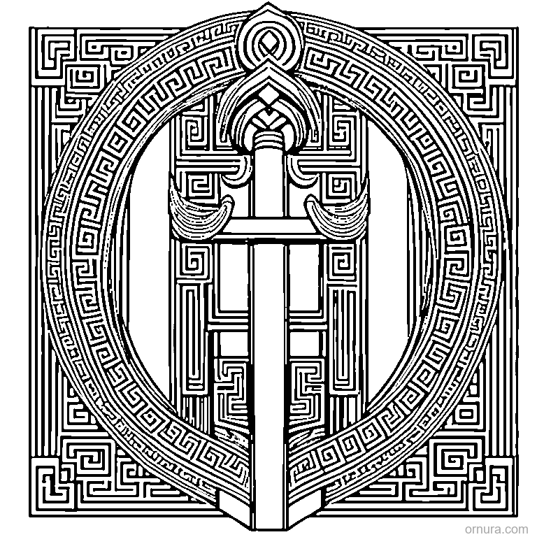 greek key pattern border printable coloring page - free printable black and white line art for kids and adults