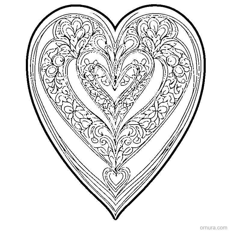 Heart Pattern Repeated coloring page