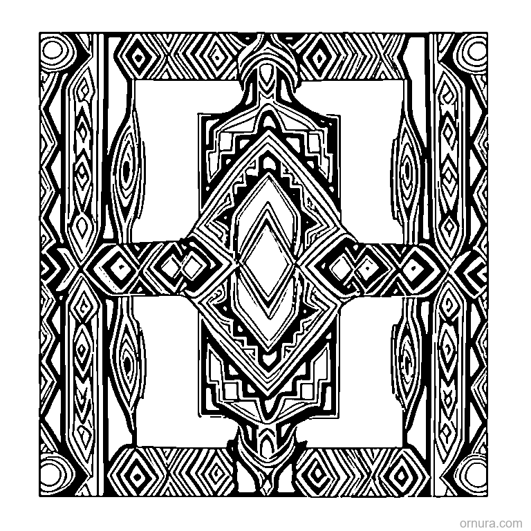 ikat pattern tribal dots coloring page coloring page - free printable black and white line art for kids and adults