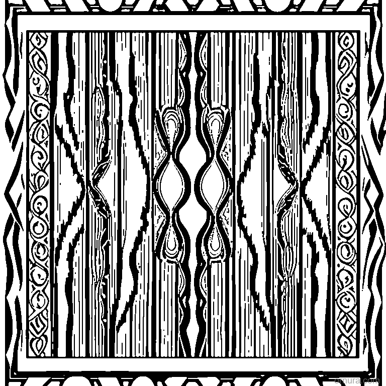 ikat pattern tribal dots design coloring page - free printable black and white line art for kids and adults