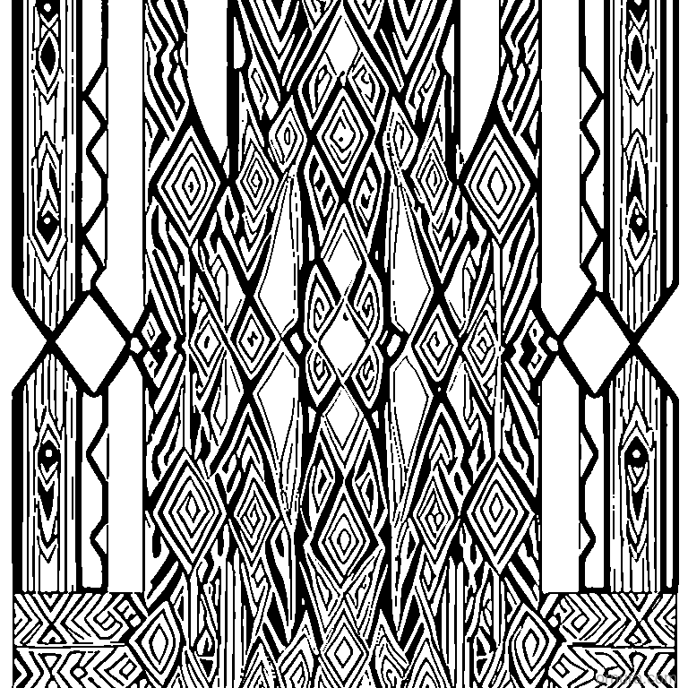 ikat pattern tribal dots printable coloring page - free printable black and white line art for kids and adults