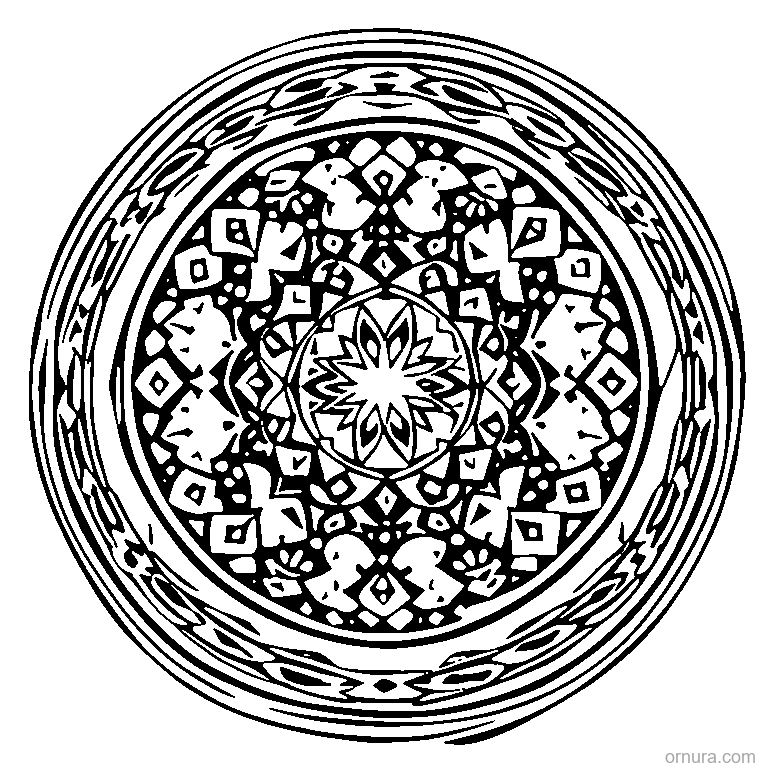 ikat pattern tribal dots coloring page - free printable black and white line art for kids and adults