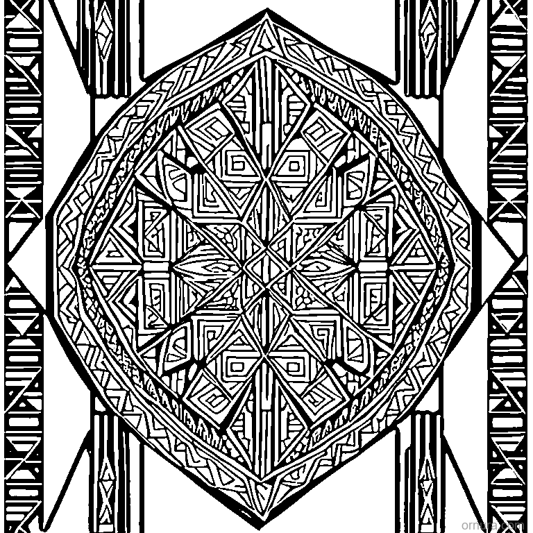kilim pattern geometric tribal coloring page coloring page - free printable black and white line art for kids and adults