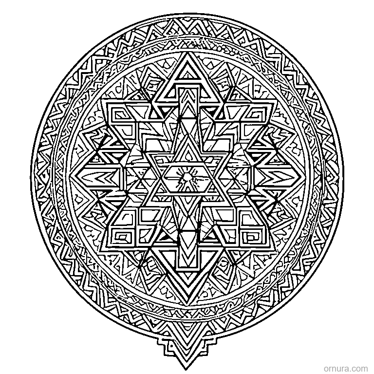 kilim pattern geometric tribal printable coloring page - free printable black and white line art for kids and adults