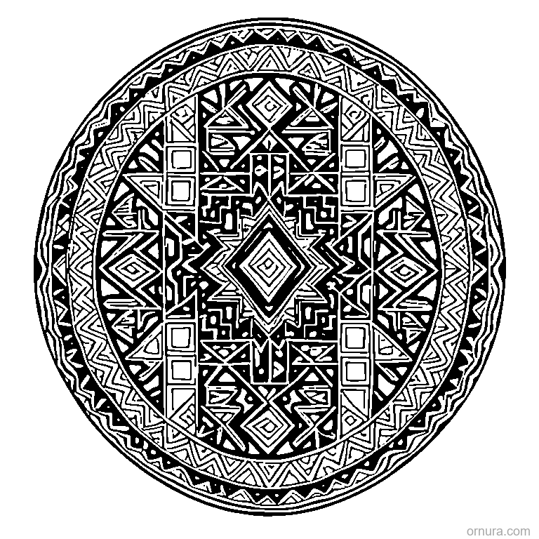 kilim pattern geometric tribal coloring page - free printable black and white line art for kids and adults