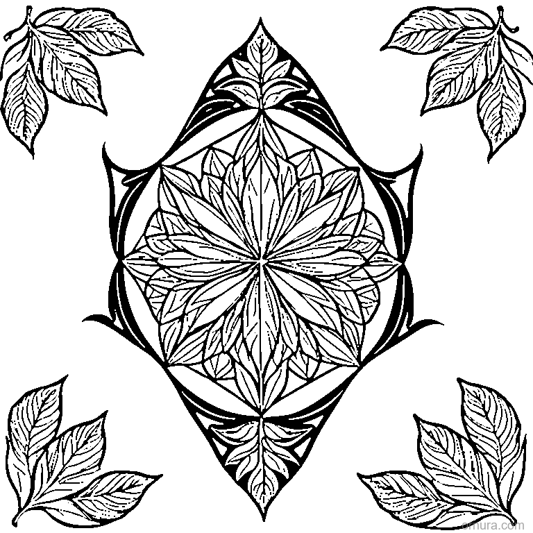 Leaf With Geometric Pattern Inside coloring page