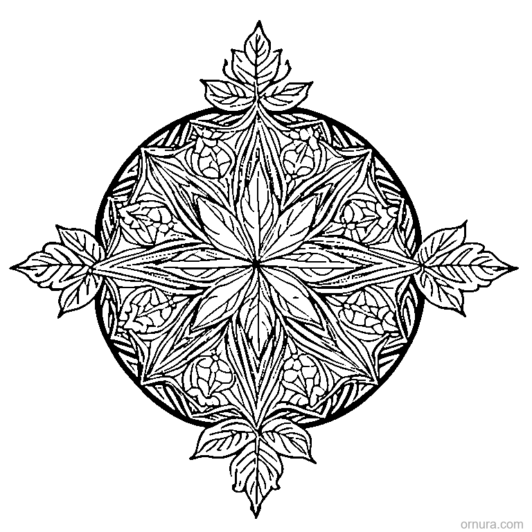 leaf with geometric pattern inside coloring page coloring page - free printable black and white line art for kids and adults