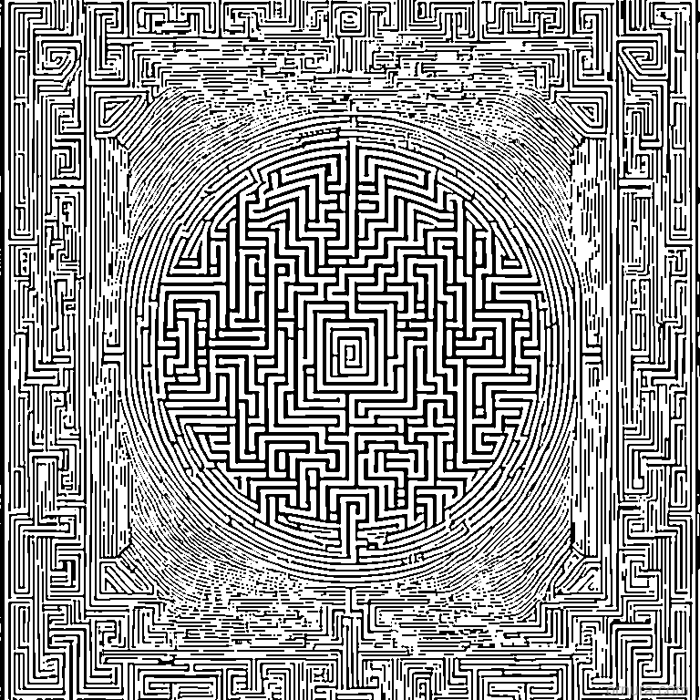 maze pattern simple printable coloring page - free printable black and white line art for kids and adults