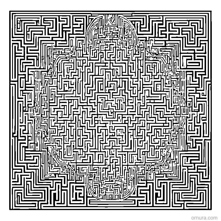 maze pattern simple template coloring page - free printable black and white line art for kids and adults