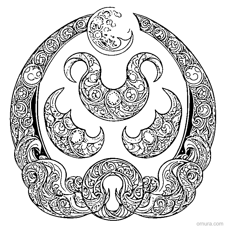 moon pattern crescents coloring page coloring page - free printable black and white line art for kids and adults